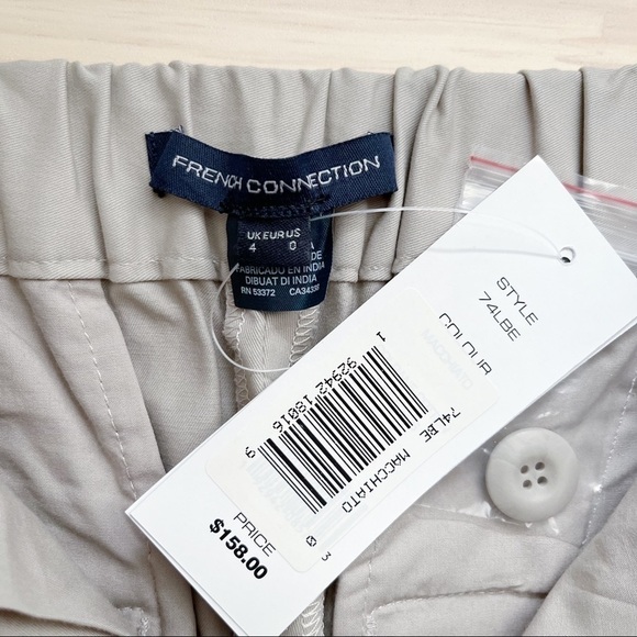 NWT French Connection • Macchiato Coltrane Wide Leg Cropped Cotton Trousers Sz 0 - Picture 4 of 14